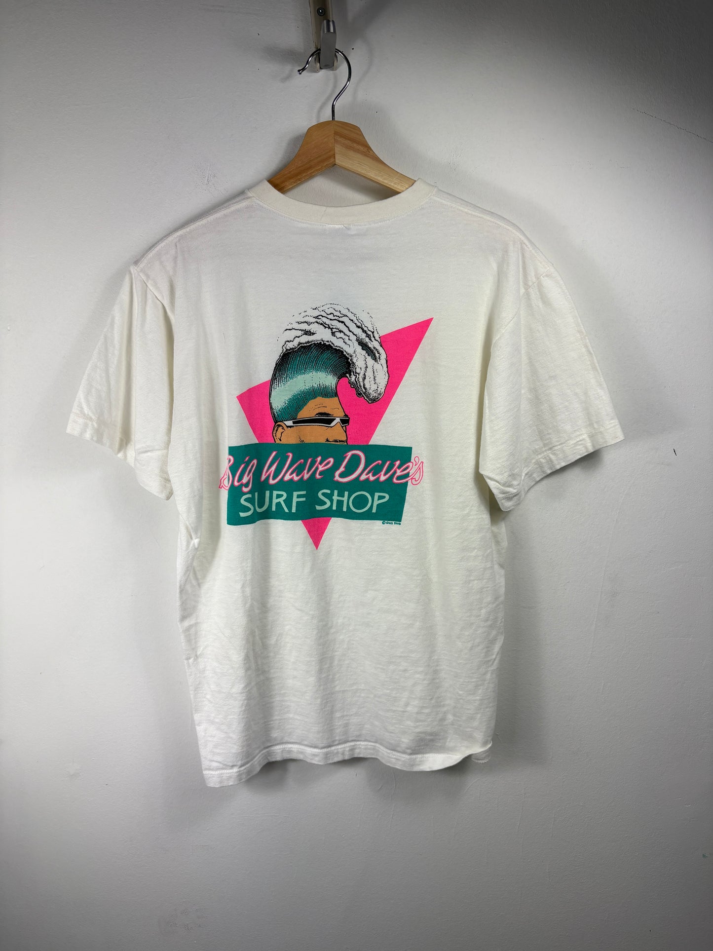 Big-Wave-Daves Surf Shop T-Shirt | Vintage 1980s Neon Graphic Tee | Hawaii Surfwear
