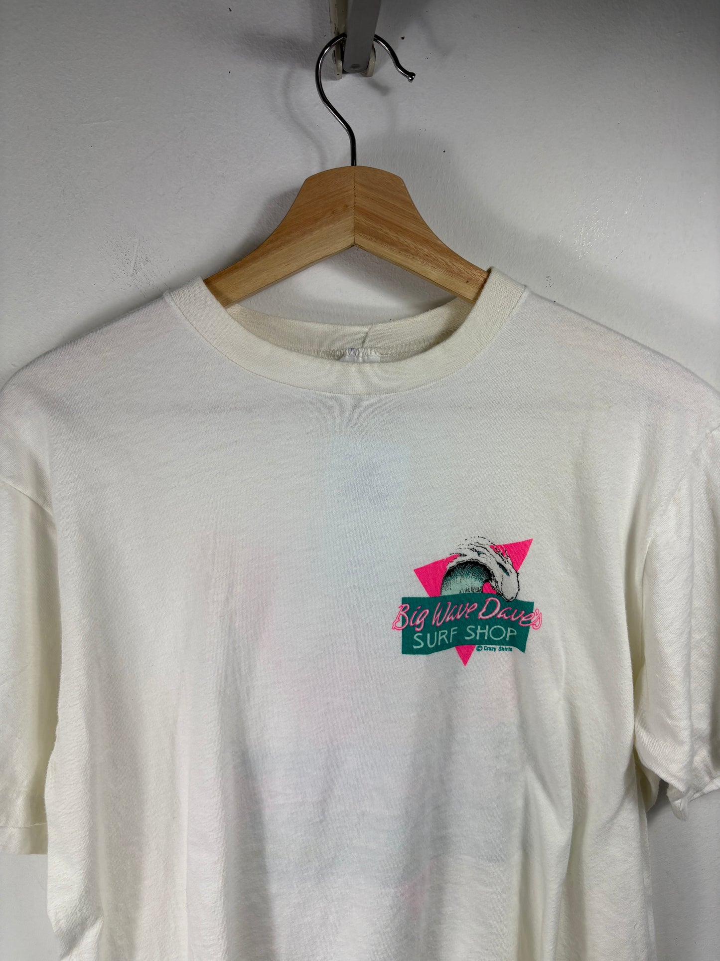 Big-Wave-Daves Surf Shop T-Shirt | Vintage 1980s Neon Graphic Tee | Hawaii Surfwear