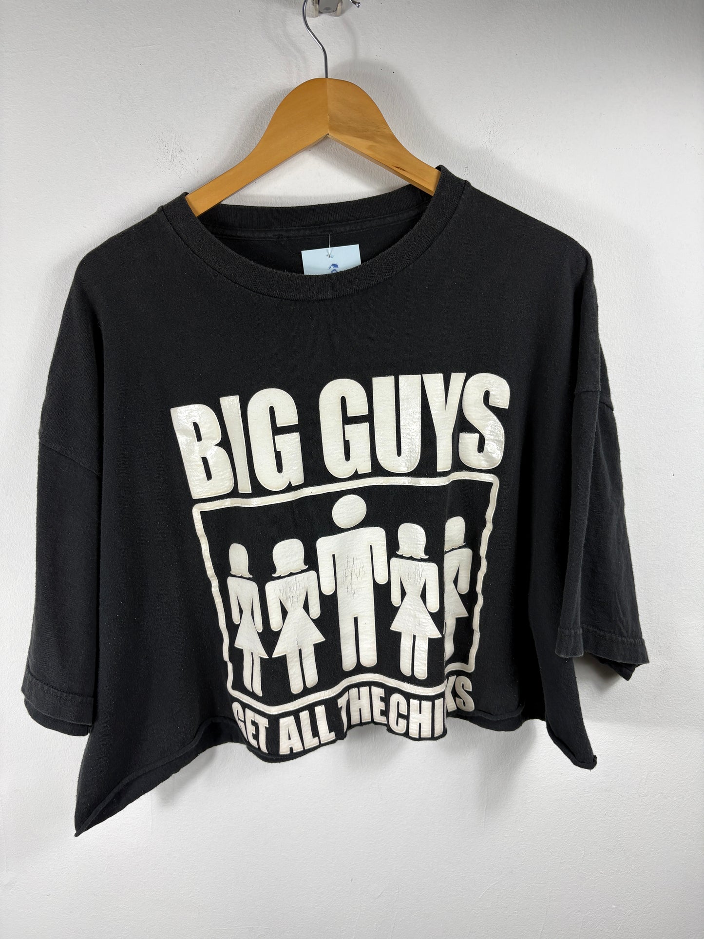 Big Guys Graphic T-Shirt | Vintage Bold Slogan Cropped Tee | Retro Cutoff Novelty Statement Top