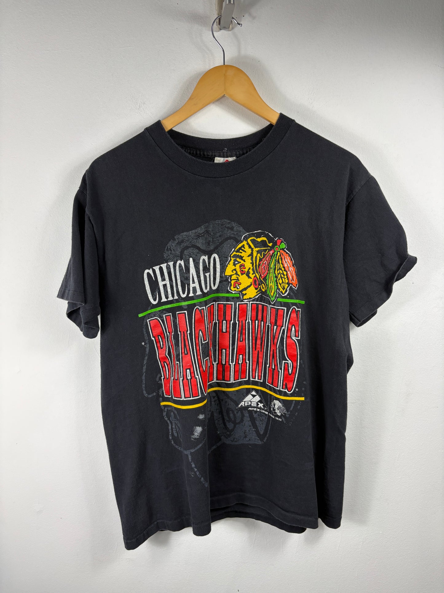 Chicago Blackhawks T-Shirt | Vintage 1990s Sports Graphic Tee | NHL Fan Collectible Apparel