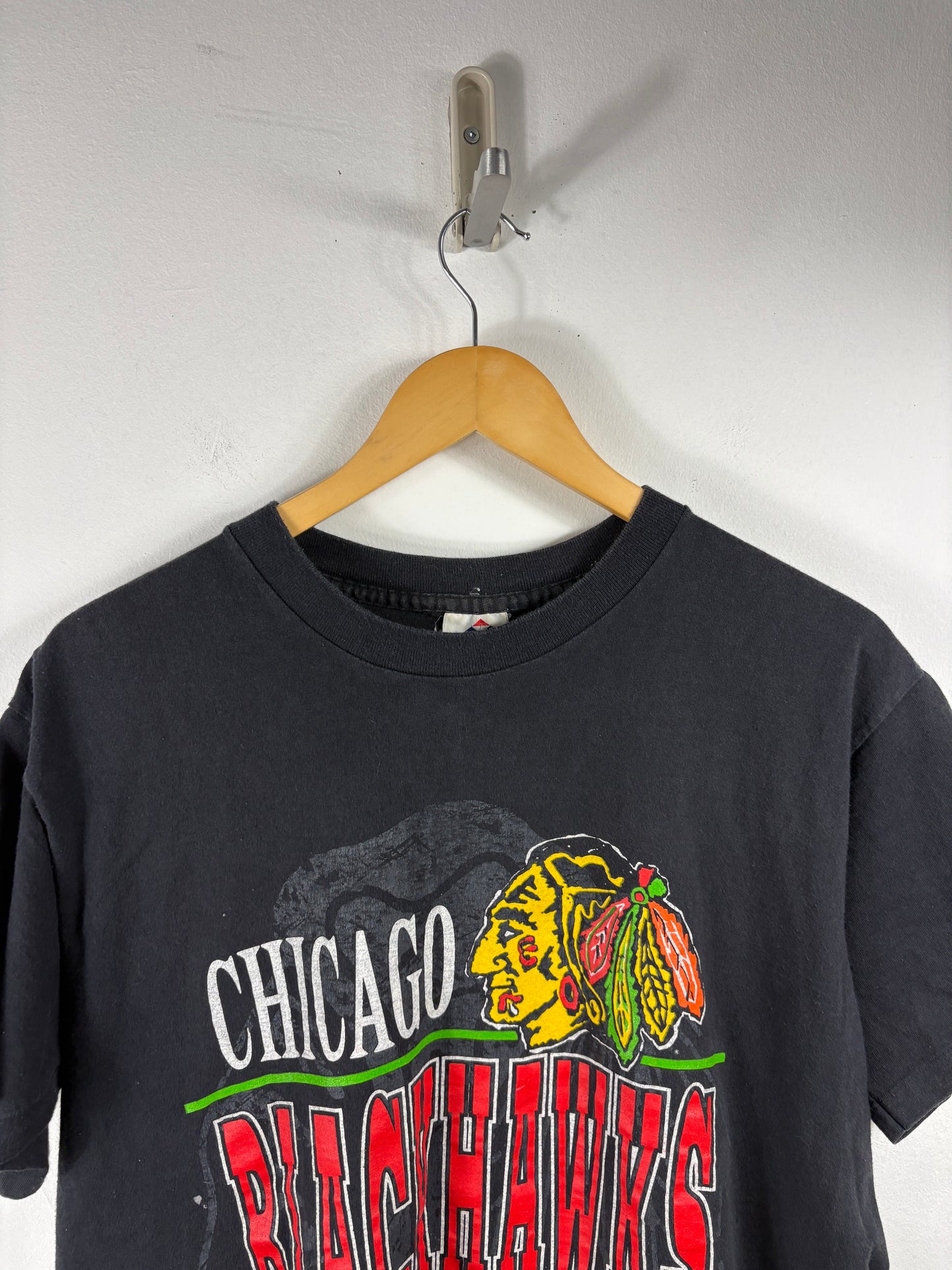Chicago Blackhawks T-Shirt | Vintage 1990s Sports Graphic Tee | NHL Fan Collectible Apparel