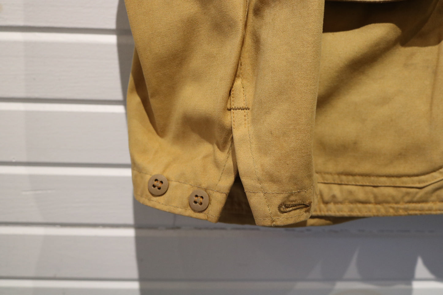 J.C. Higgins Sportsman Jacket | Vintage 1960s North Toledo Patch Canvas Coat | Tan Utility Outerwear