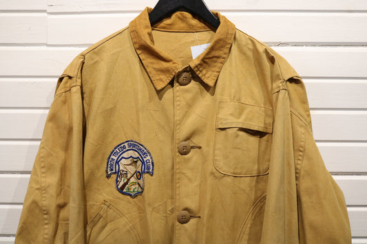 J.C. Higgins Sportsman Jacket | Vintage 1960s North Toledo Patch Canvas Coat | Tan Utility Outerwear