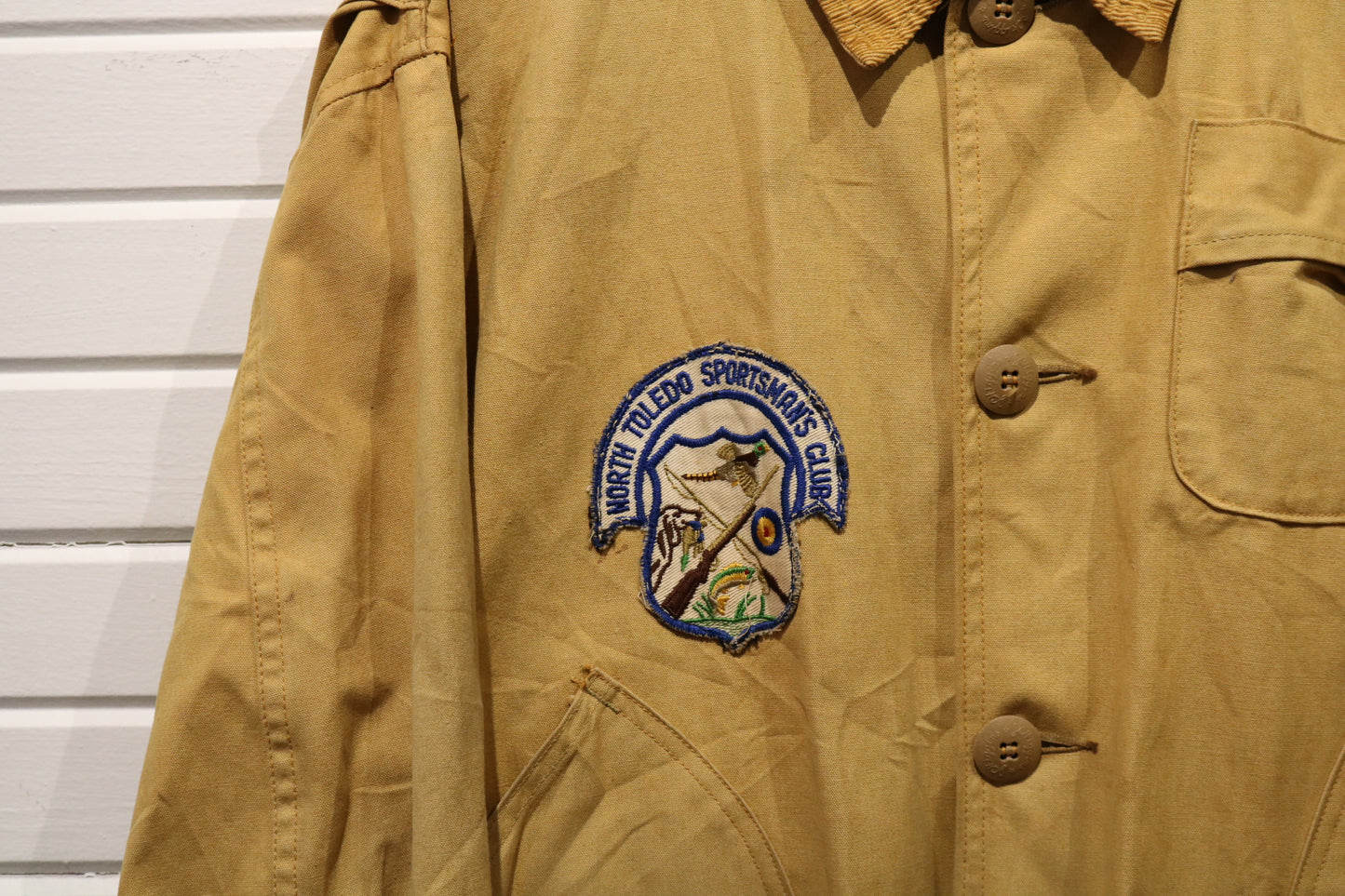 J.C. Higgins Sportsman Jacket | Vintage 1960s North Toledo Patch Canvas Coat | Tan Utility Outerwear