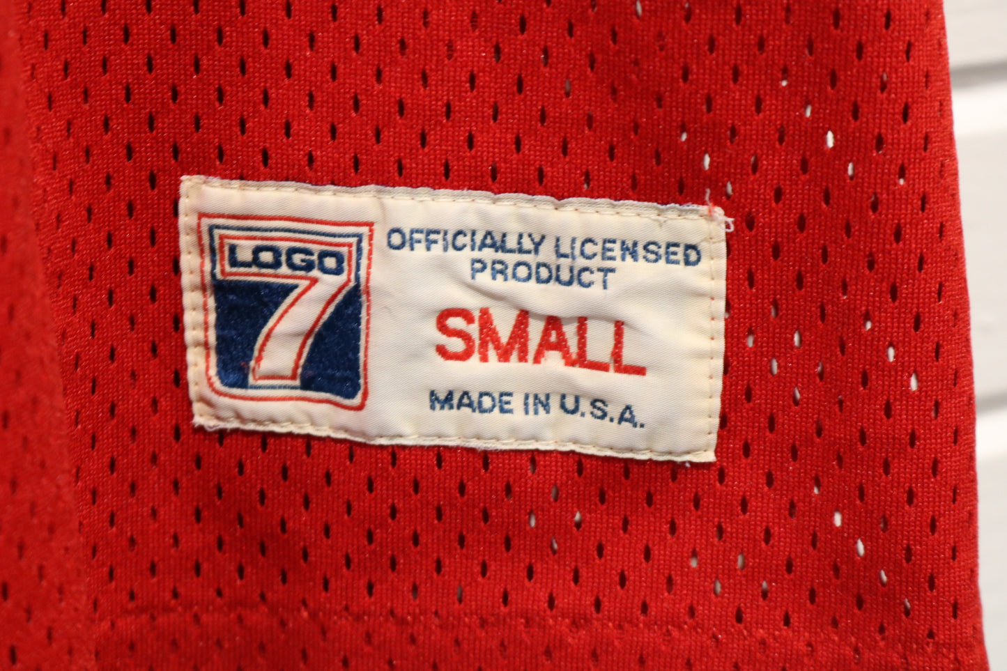 Logo-7 Mesh Jersey | Vintage 80s Red Number 8 Mesh Football Shirt | Athletic Sportswear Top