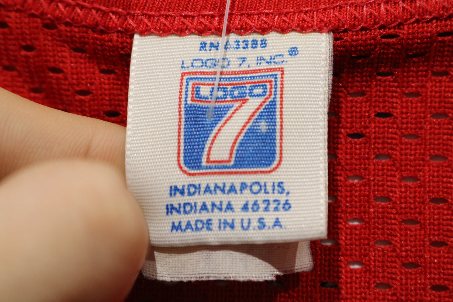 Logo-7 Mesh Jersey | Vintage 80s Red Number 8 Mesh Football Shirt | Athletic Sportswear Top