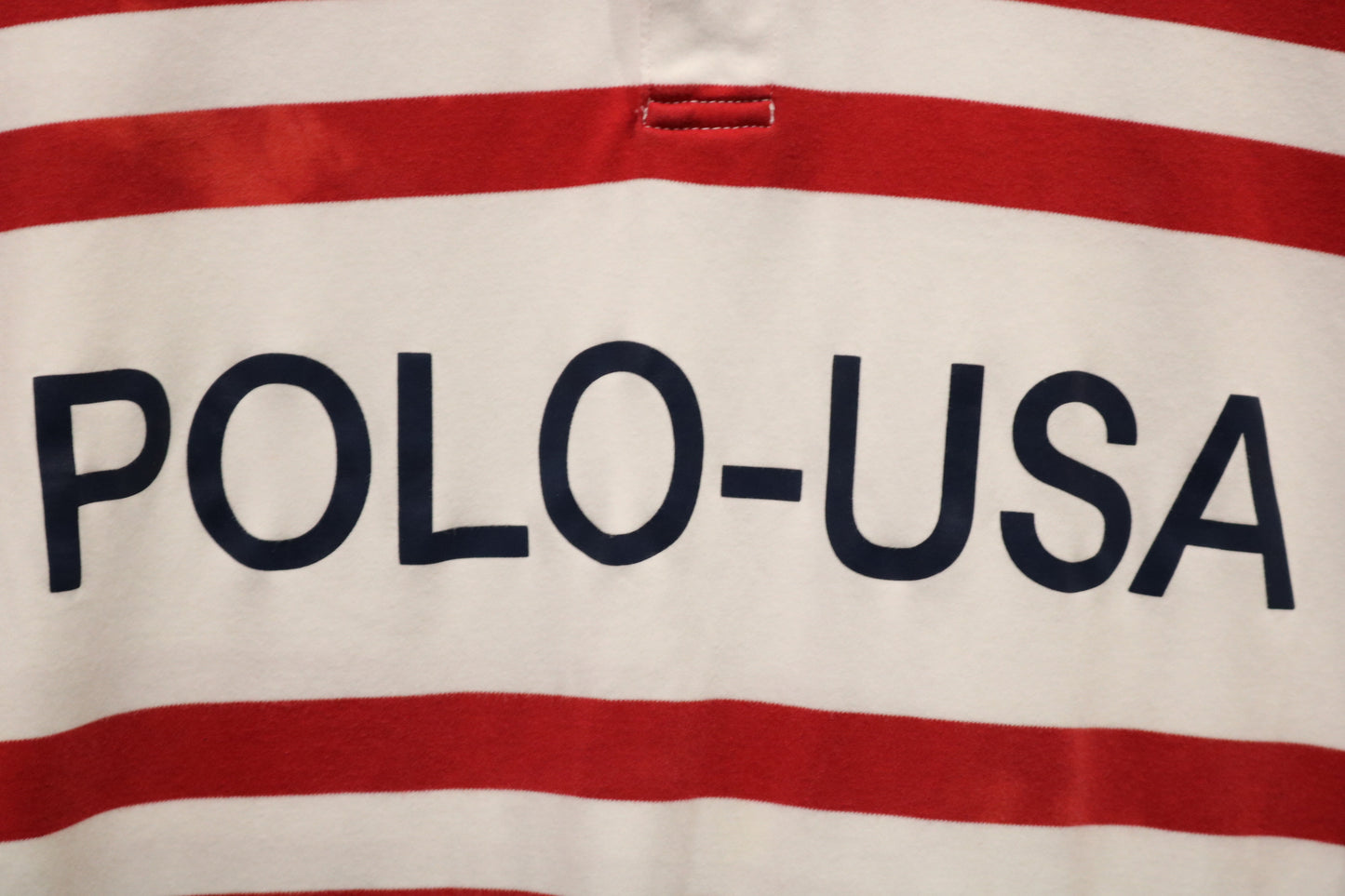 Polo Ralph-Lauren Rugby Shirt | Vintage Red Stripe POLO-USA Top | Classic Sporty Polo Shirt