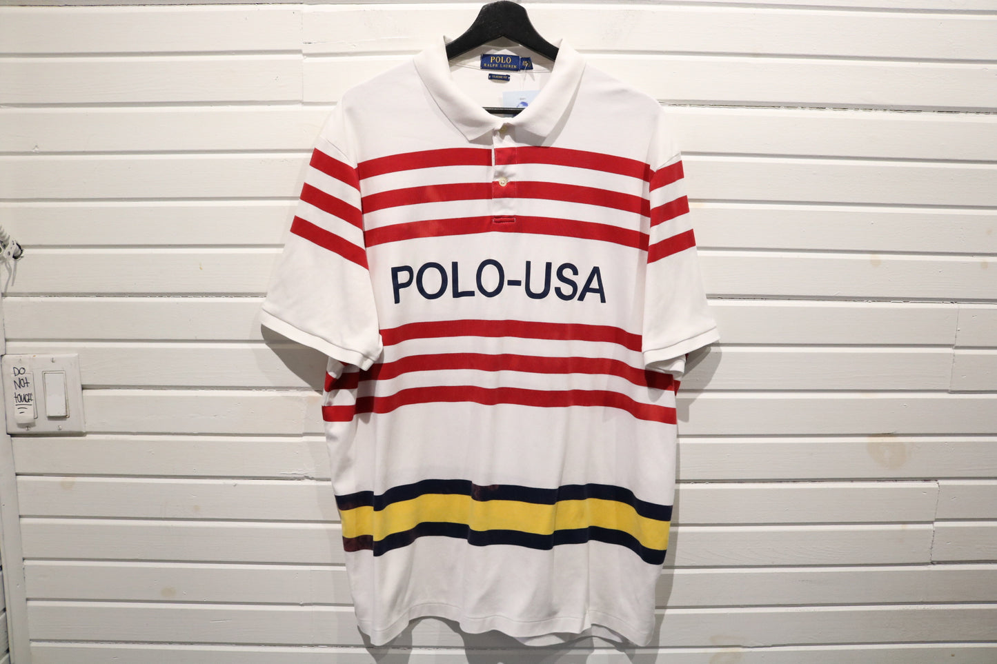 Polo Ralph-Lauren Rugby Shirt | Vintage Red Stripe POLO-USA Top | Classic Sporty Polo Shirt