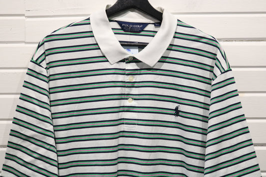 Polo-Ralph-Lauren Golf Polo Shirt | Vintage Classic Striped Short Sleeve Top | Casual Preppy Sportswear