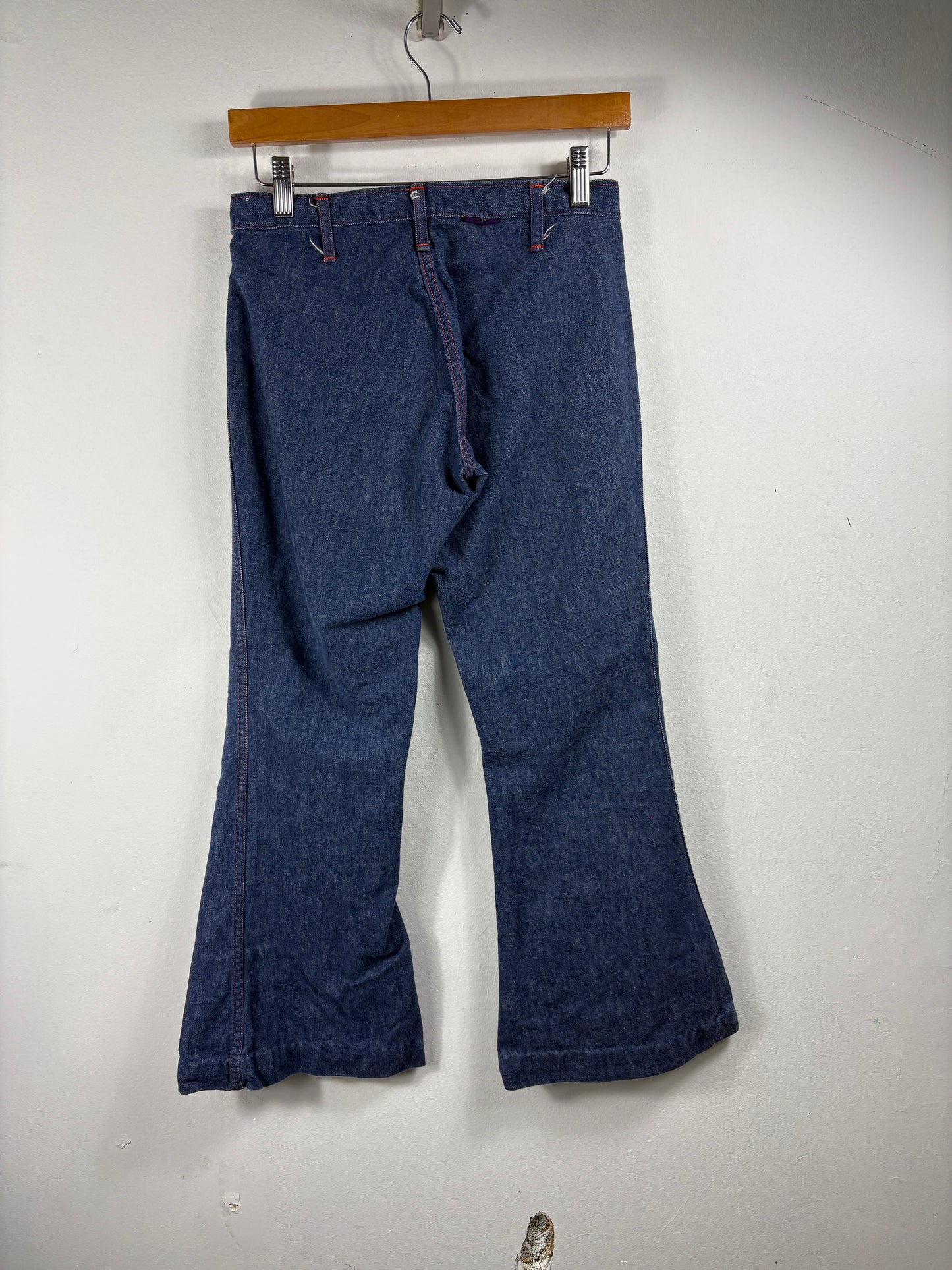 Landlubber Denim Jeans | Vintage 1970s Flared Bellbottom Pants | Contrast Stitching Western Clothing