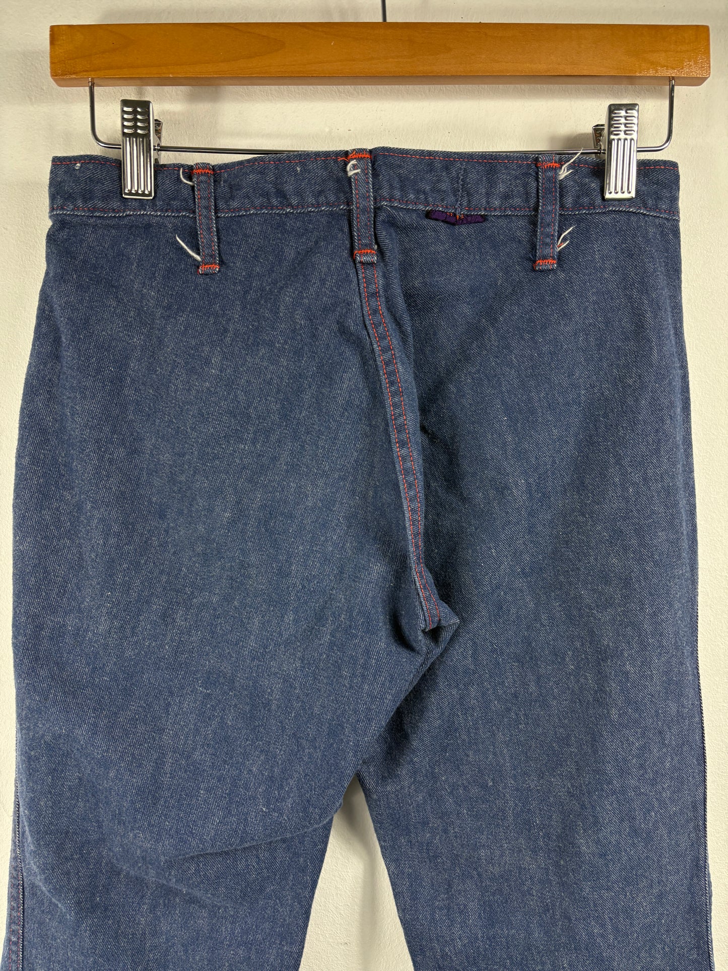 Landlubber Denim Jeans | Vintage 1970s Flared Bellbottom Pants | Contrast Stitching Western Clothing