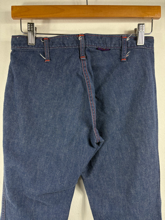 Landlubber Denim Jeans | Vintage 1970s Flared Bellbottom Pants | Contrast Stitching Western Clothing