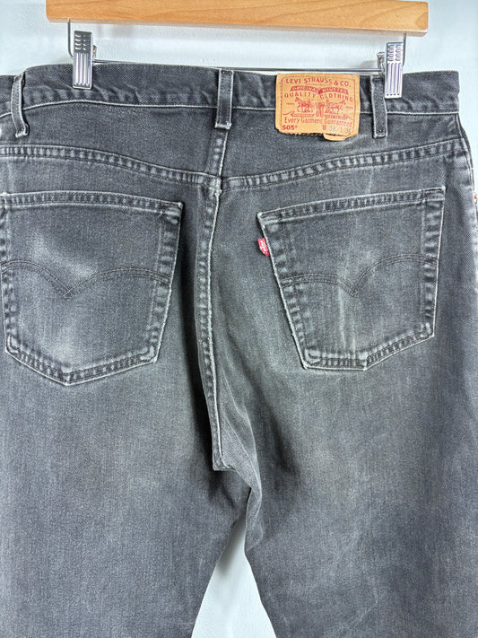 Levi's 505 Jeans | Vintage 1990s Black Denim Pants Straight Fit | Classic Faded Style Bottoms