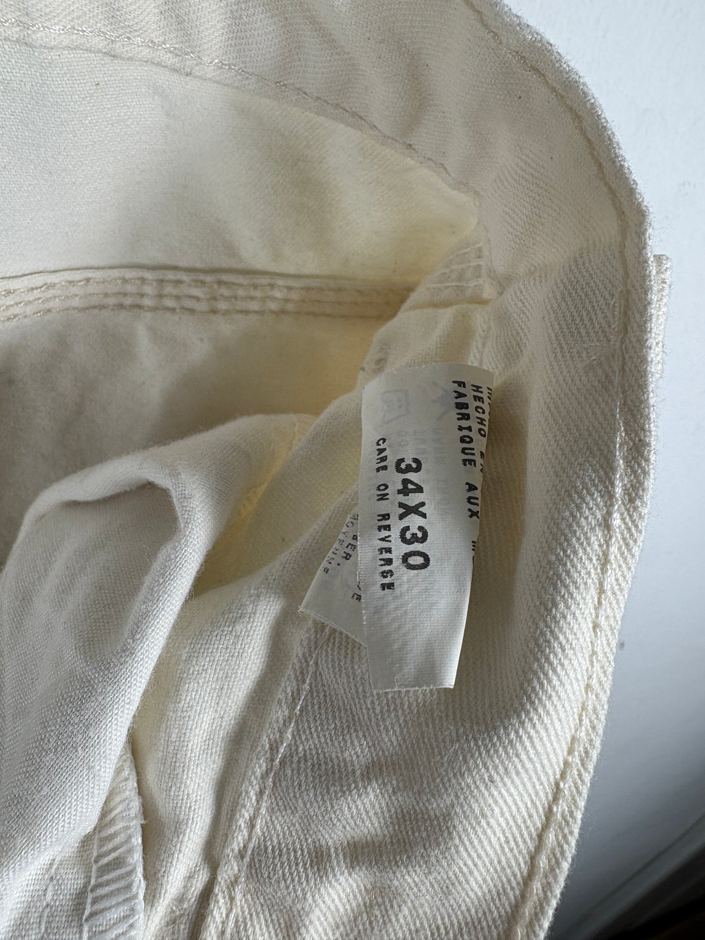 Dickies Painter Pants | Vintage Workwear Cream Utility Trousers | Distressed Paint-Stained Carpenter Bottoms