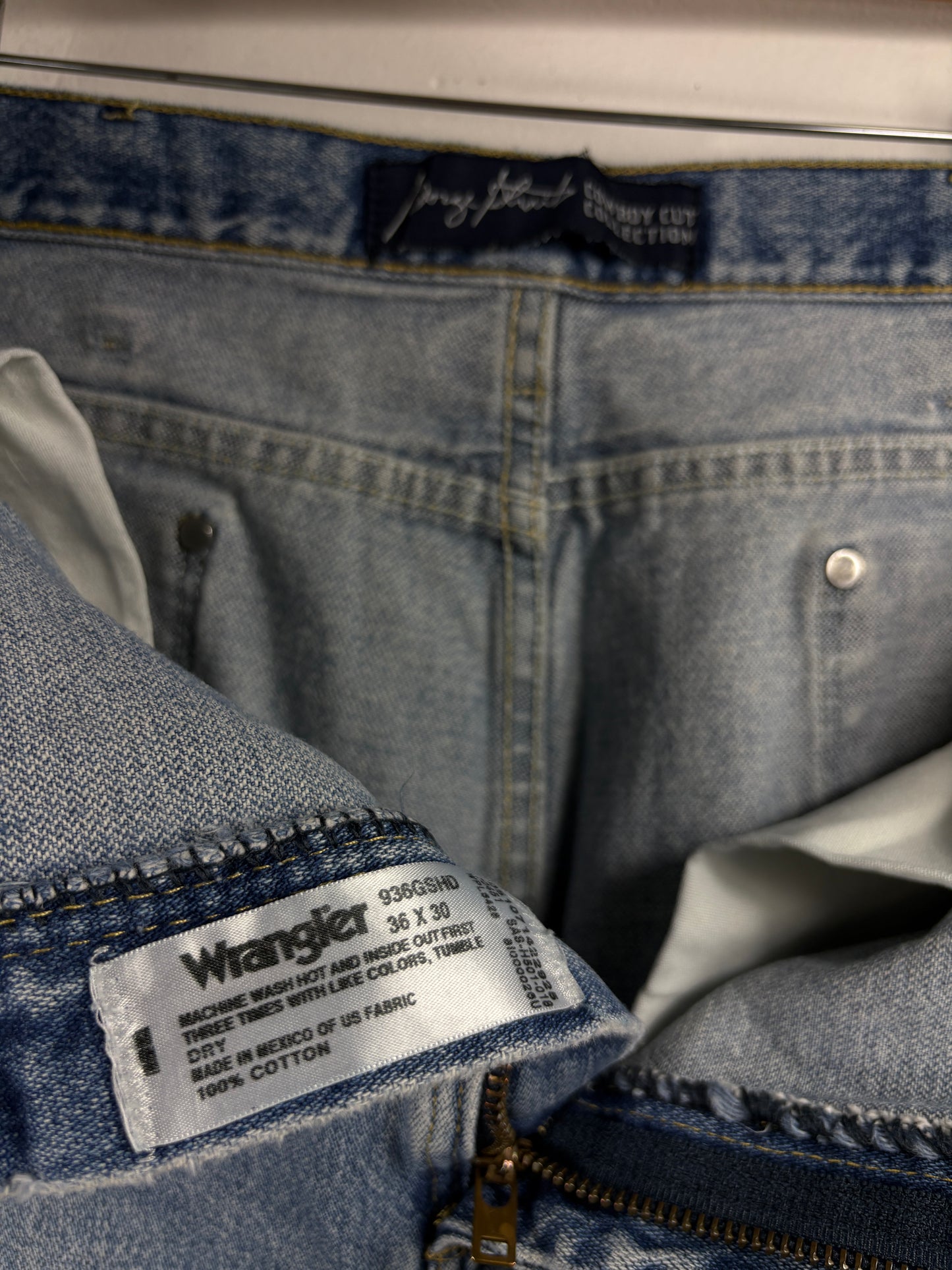 Wrangler Jeans | Vintage 90s Cowboy Cut Light Wash Denim Pants | Classic Straight Leg Western Style