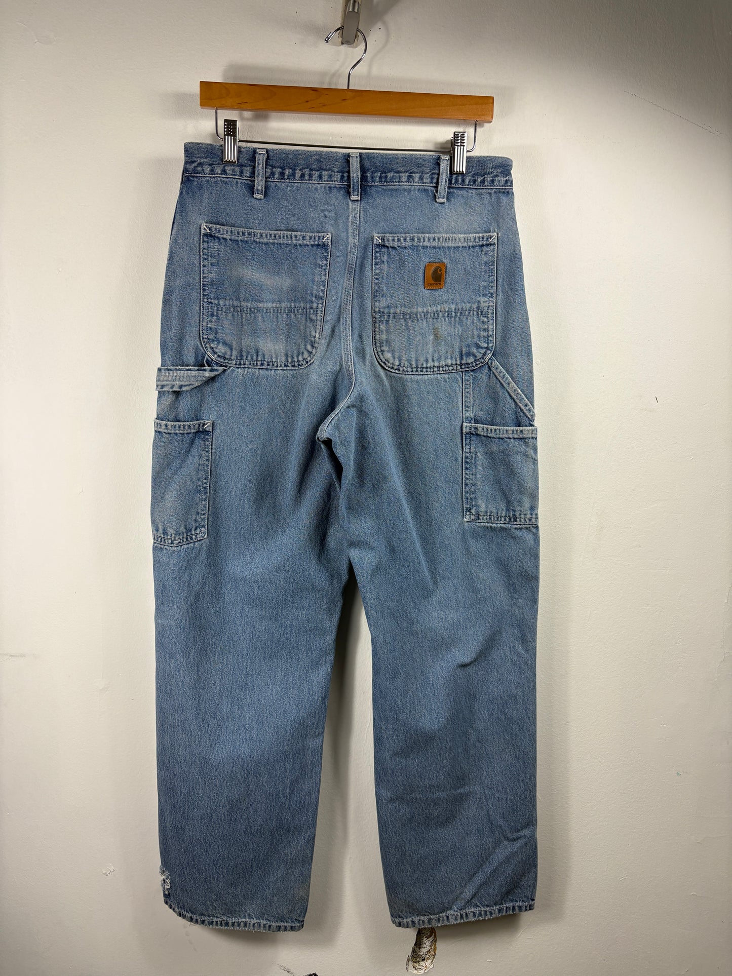 Carhartt Work Jeans | Vintage 1990s Distressed Carpenter Denim Pants | Rugged Painter Style Utility Trousers
