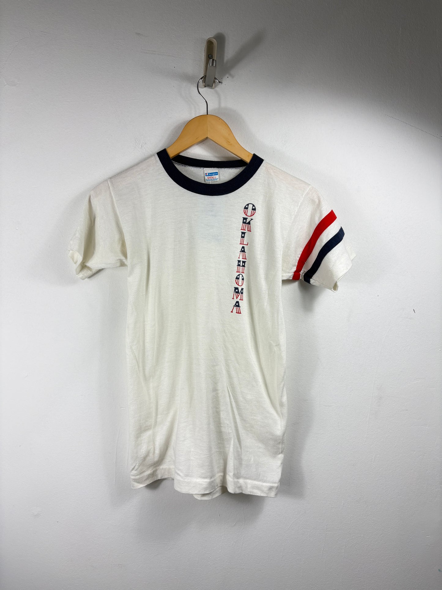 Oklahoma Ringer T-Shirt | Vintage 1970s Americana Graphic Tee | Retro Sports Style Shirt