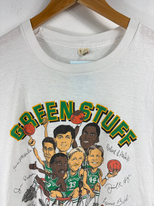 Boston-Celtics Green-Stuff T-Shirt | Vintage 80s Cartoon Basketball Graphic Tee | NBA Classic Fan Shirt