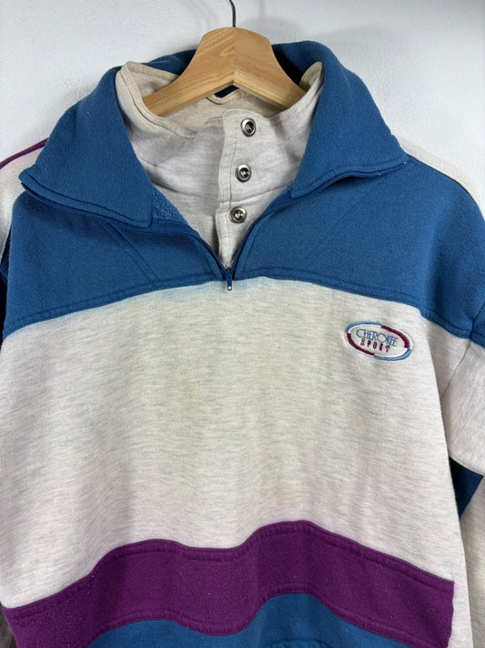 Cherokee Sport Pullover | Vintage 90s Colorblock Fleece Sweatshirt | Retro Activewear Top
