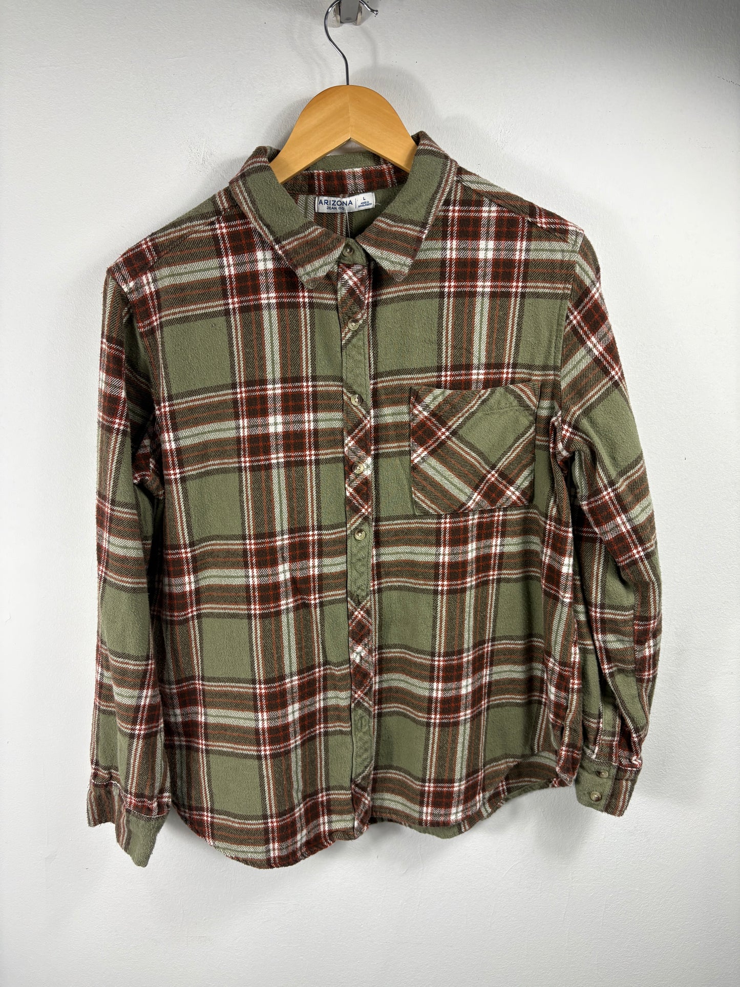 Arizona Jean-Co Plaid Button-Up Shirt | Vintage Classic Casual Flannel Top | Outdoor Layering Shirt