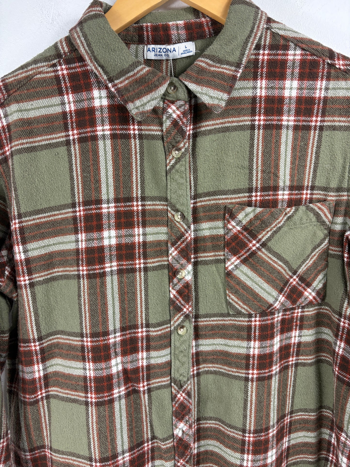 Arizona Jean-Co Plaid Button-Up Shirt | Vintage Classic Casual Flannel Top | Outdoor Layering Shirt