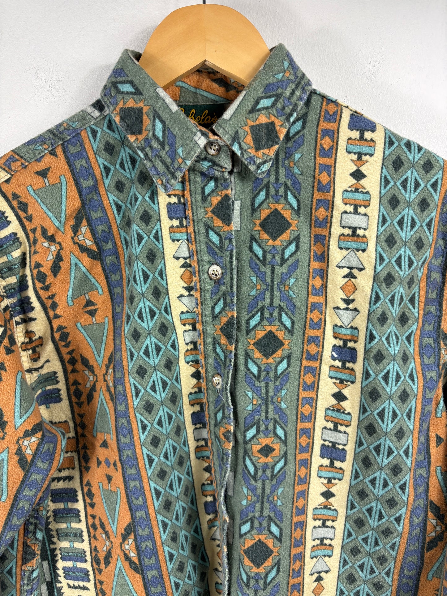 Cabela's Button-Up Shirt | Vintage 1990s Southwest Pattern Long Sleeve Shirt | Classic Outdoor Style