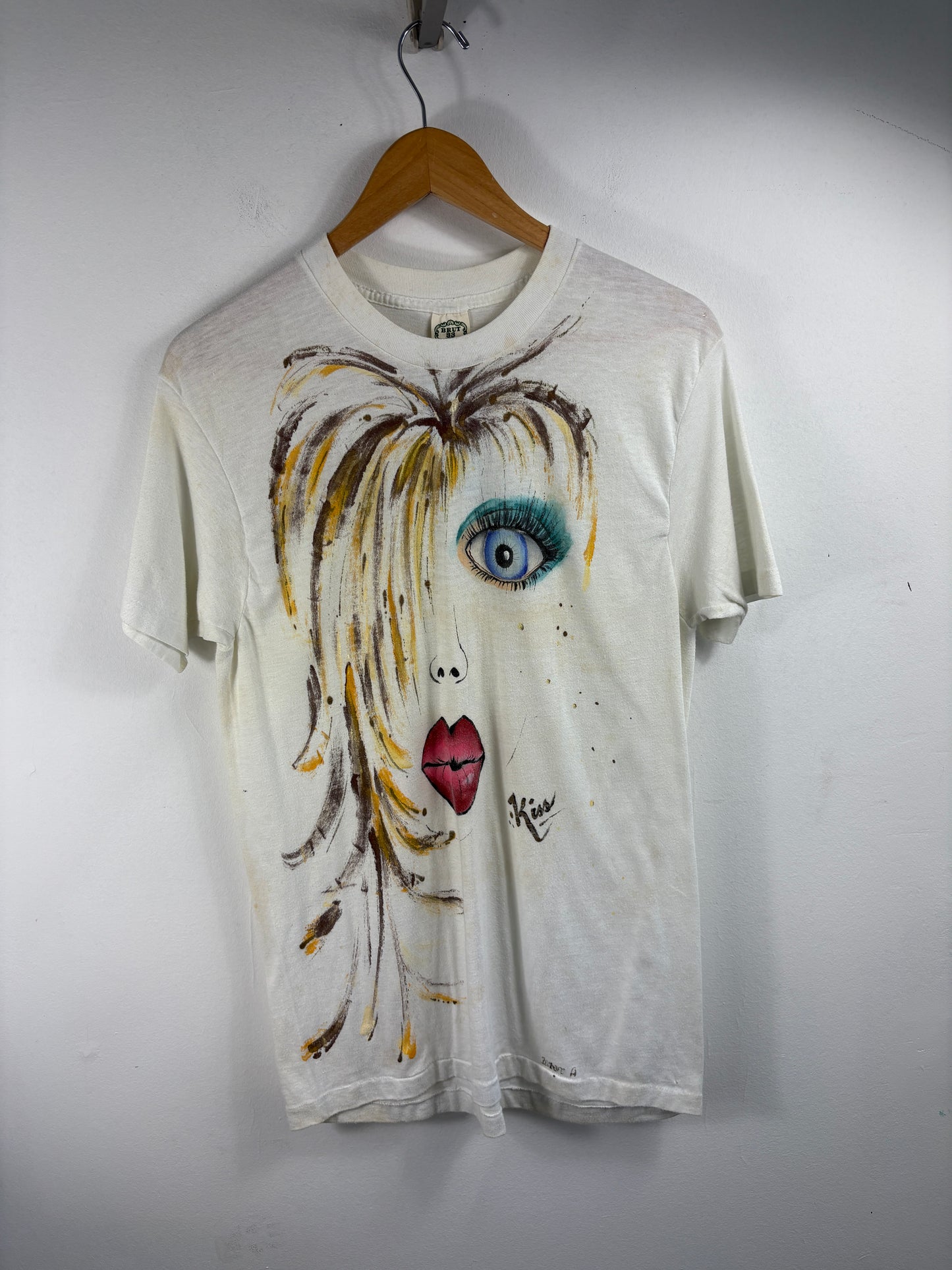 Brut Graphic T-Shirt | Vintage 1980s Hand-Painted Face Art Tee | Unique Artist Design Collectible