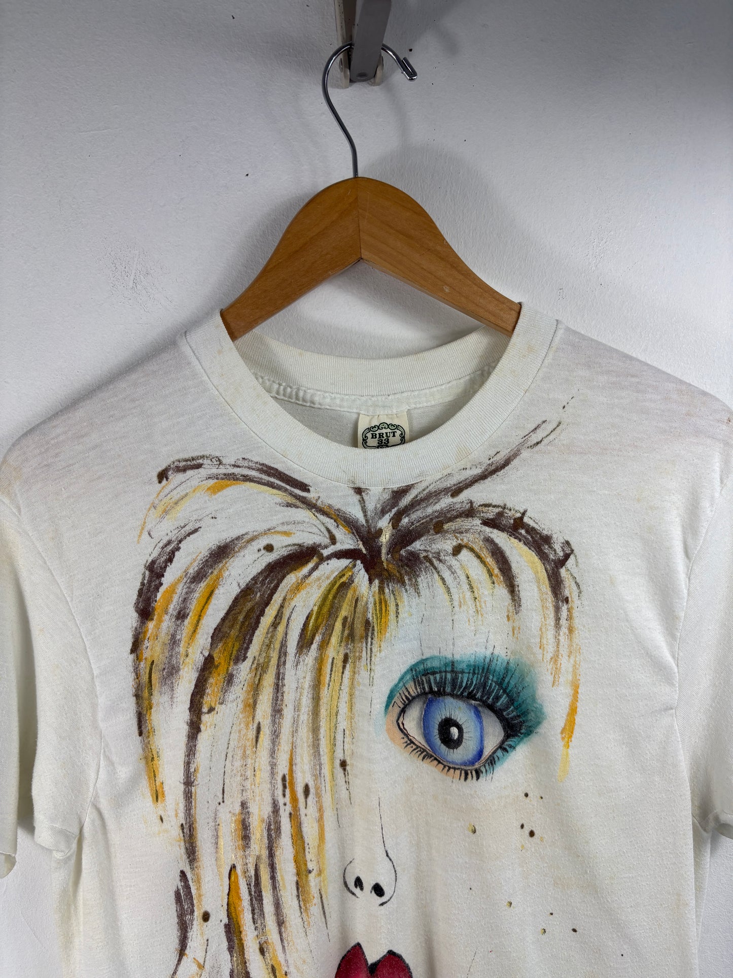 Brut Graphic T-Shirt | Vintage 1980s Hand-Painted Face Art Tee | Unique Artist Design Collectible