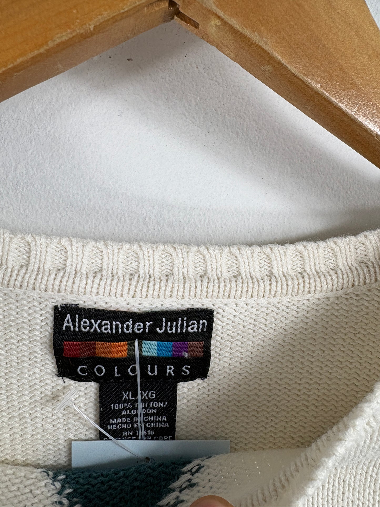 Alexander-Julian Colours Sweater | Vintage Argyle Knit Pullover | Classic Preppy Long Sleeve Top