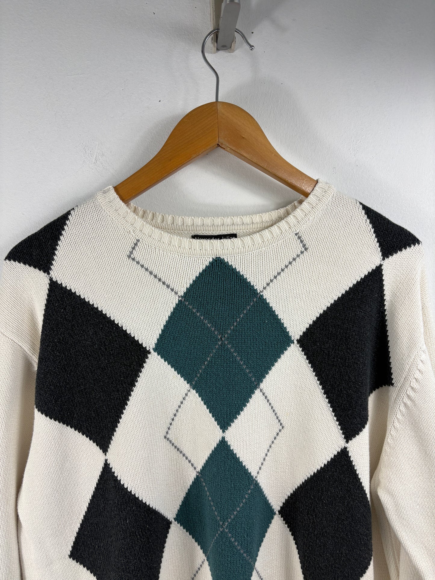 Alexander-Julian Colours Sweater | Vintage Argyle Knit Pullover | Classic Preppy Long Sleeve Top