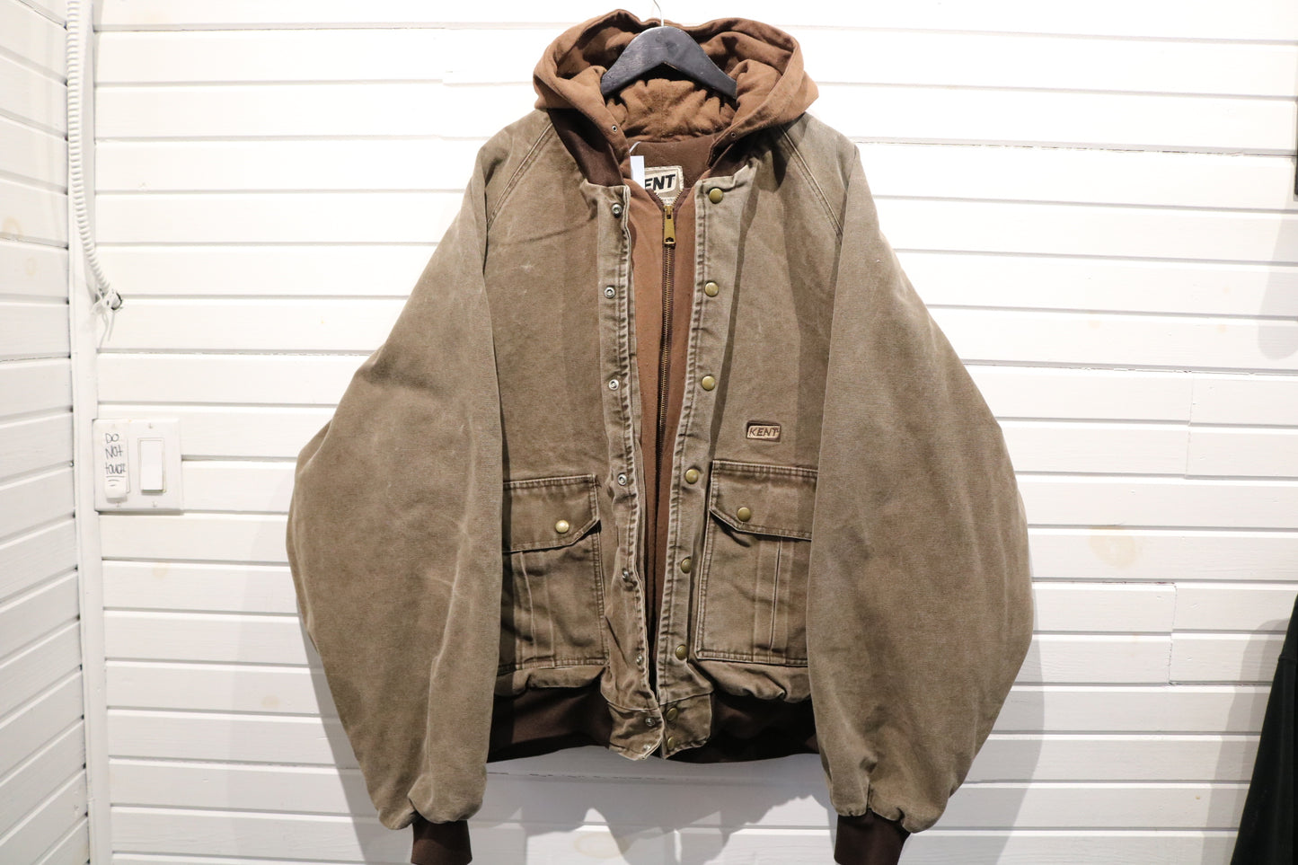 Kent Hooded Canvas Jacket | Vintage 1990s Workwear Brown Outerwear | Heavy Duty Utility Coat