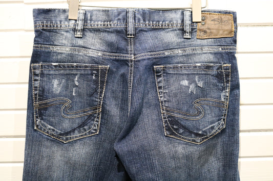 Silver Jeans Co. Jeans | Vintage Distressed Blue Denim Pants | Classic Straight Fit | 2000s Casual Street Style