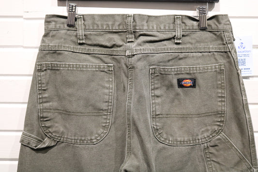 Dickies Work Pants | Vintage 2010s Utility Carpenter Trousers | Sturdy Canvas Green Workwear