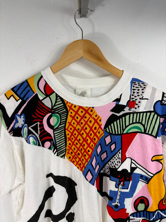 Picasso Graphic T-Shirt | Vintage 80s Abstract Art Print Tee | Multicolor Artistic Design Shirt | Collector Apparel