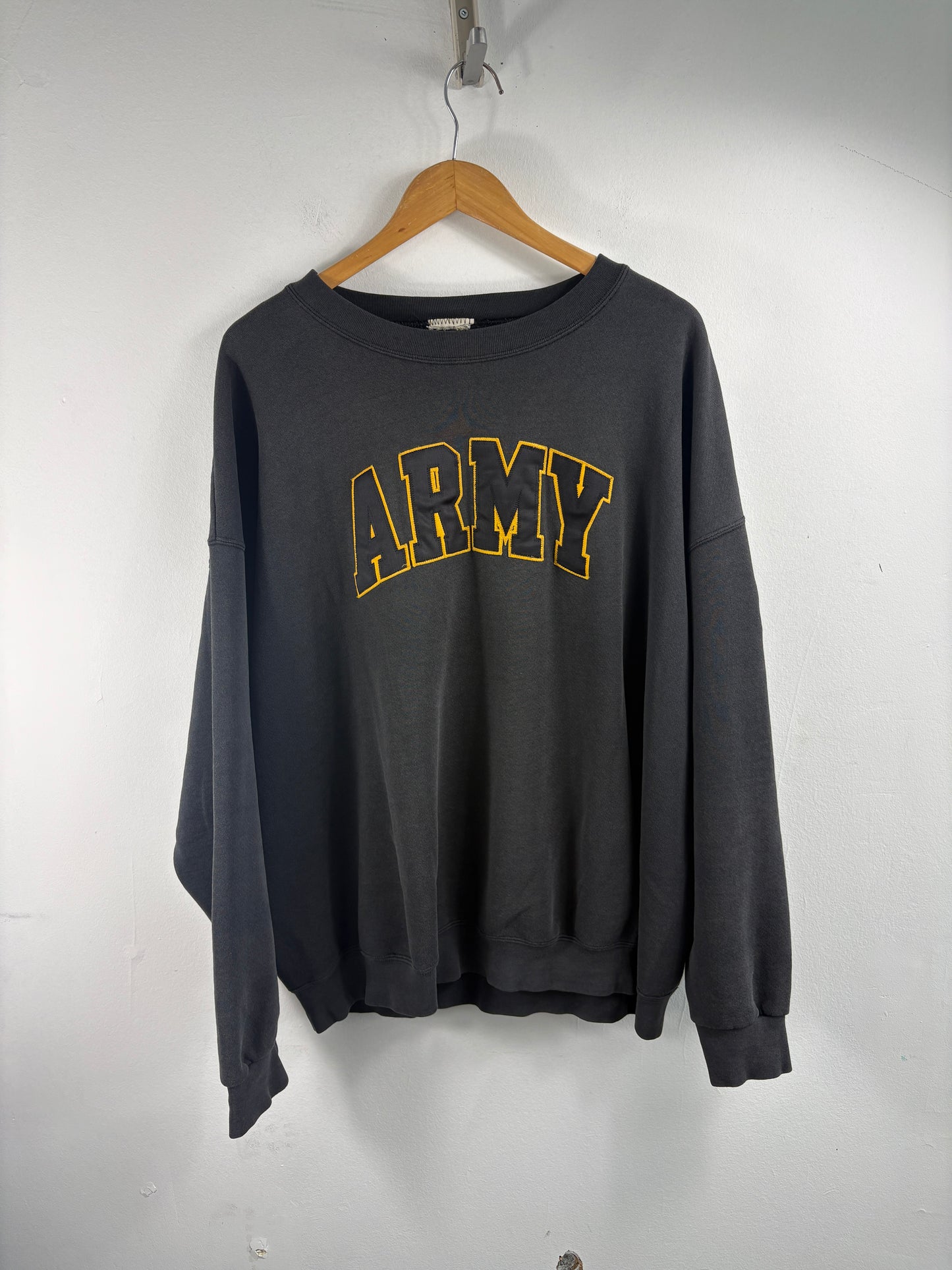 Army Sweatshirt | Vintage Military Graphic Pullover Crewneck | Bold Letter Appliqué
