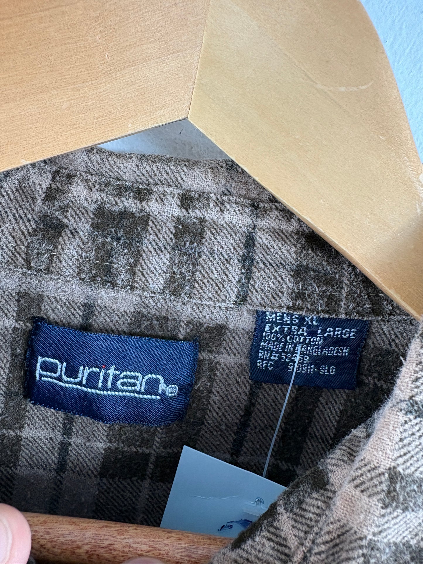 Puritan Plaid Button-Up Shirt | Vintage Brown Checkered Flannel Long Sleeve | Classic Casual Wear