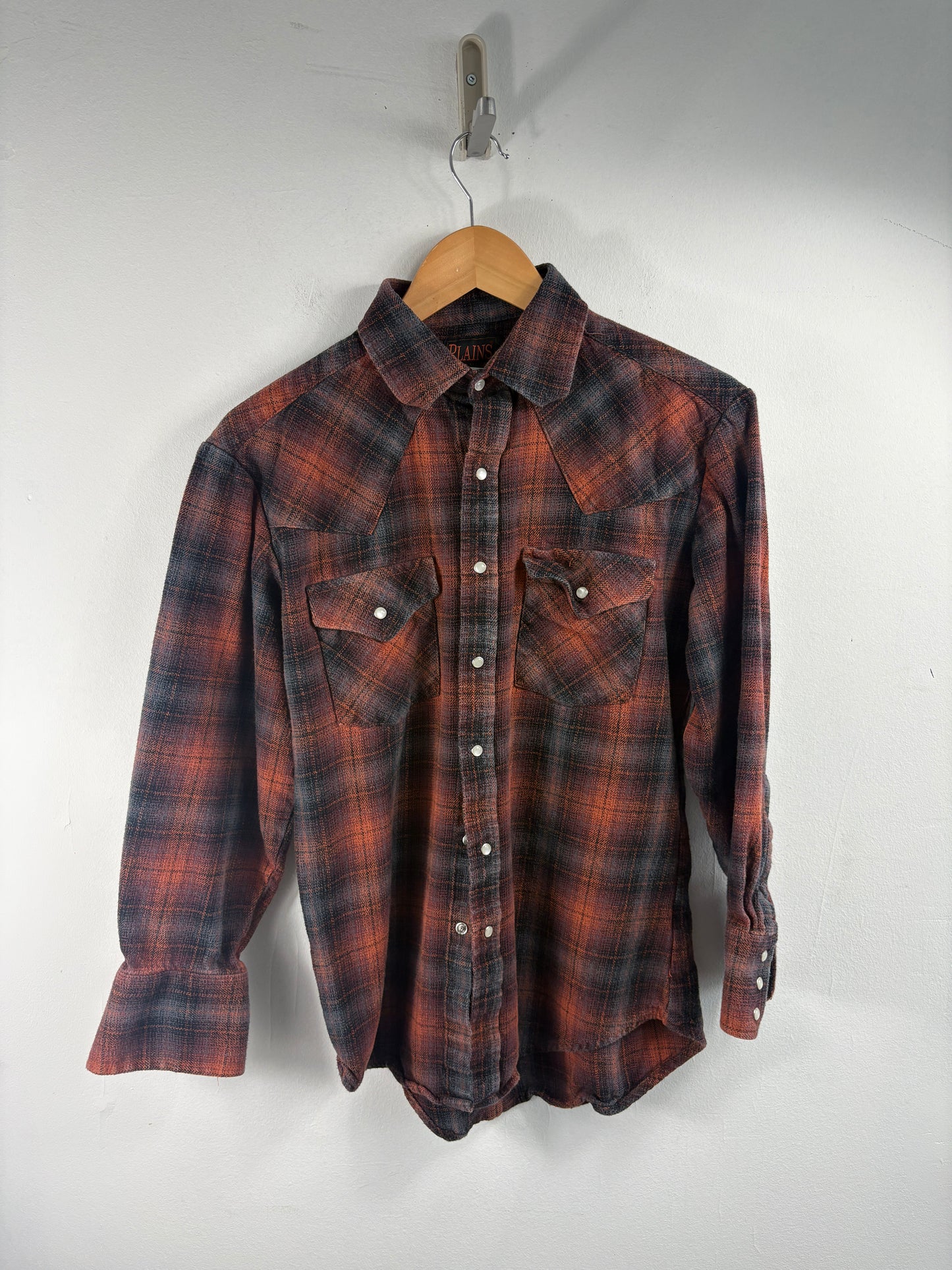 Plains Western-Wear Plaid Button-Up Shirt | Vintage Classic Western Flannel | Men's Casual Wear