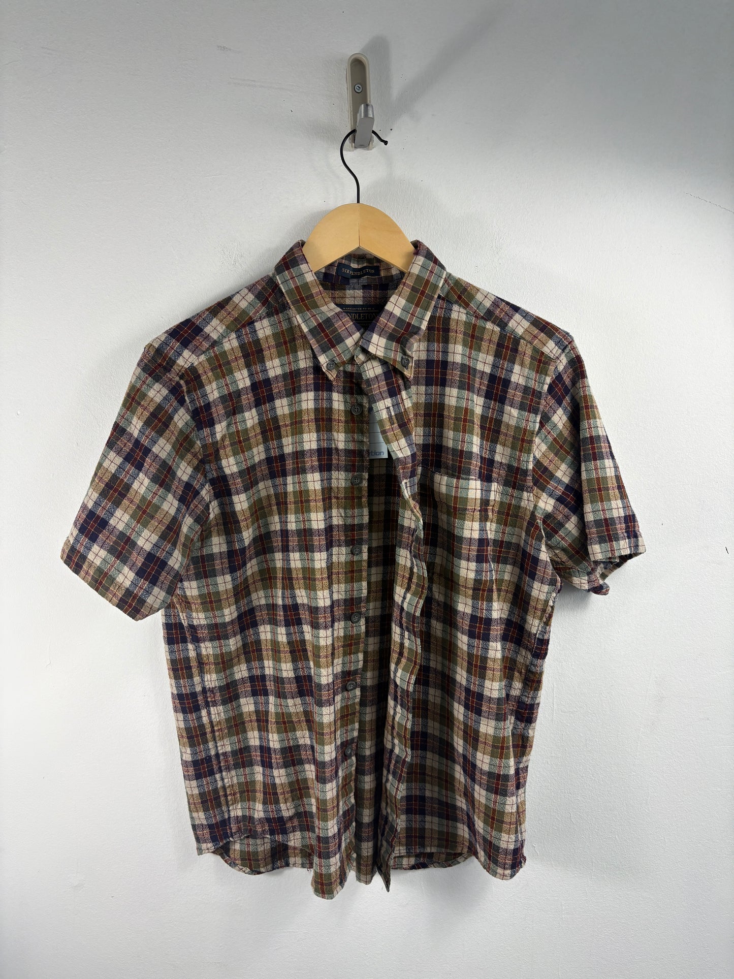 Pendleton Plaid Button-Up Shirt | Vintage Classic Short Sleeve Flannel Top | Men's Casual Wear