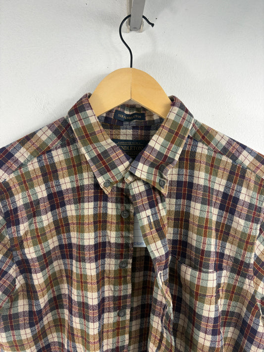 Pendleton Plaid Button-Up Shirt | Vintage Classic Short Sleeve Flannel Top | Men's Casual Wear