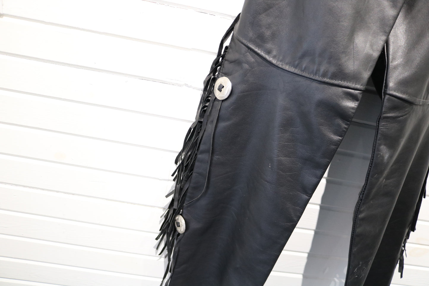 Brooks Leather Chaps | Vintage 80s Fringe Motorcycle Chaps | Western Biker Riding Gear