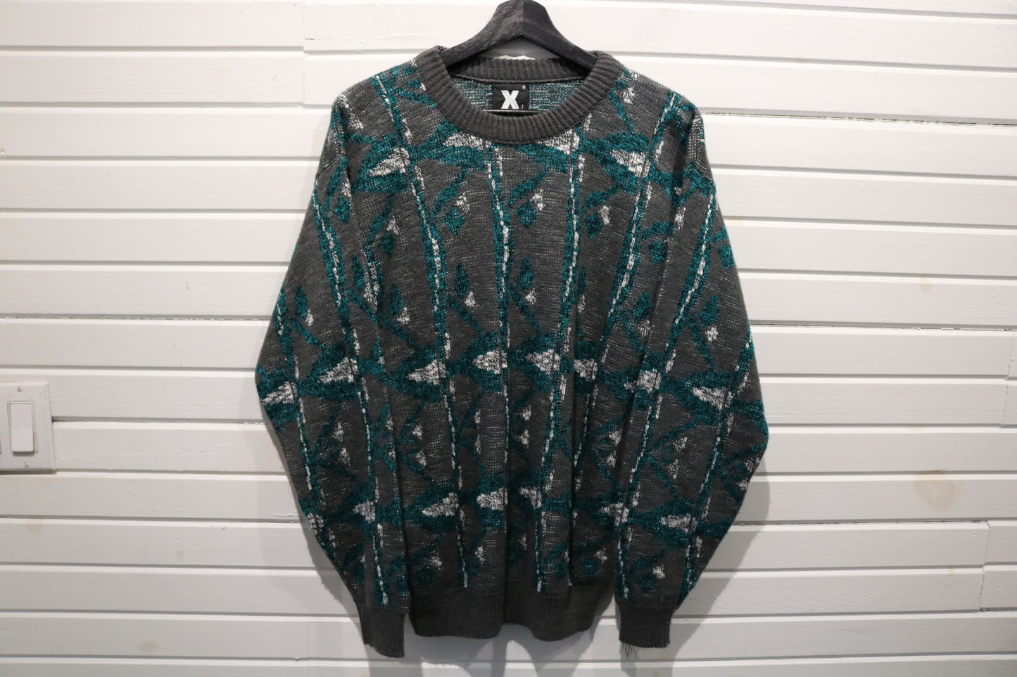 X-Statix Sweater | Vintage 90s Abstract Pattern Knit Pullover | Graphic Statement Crewneck