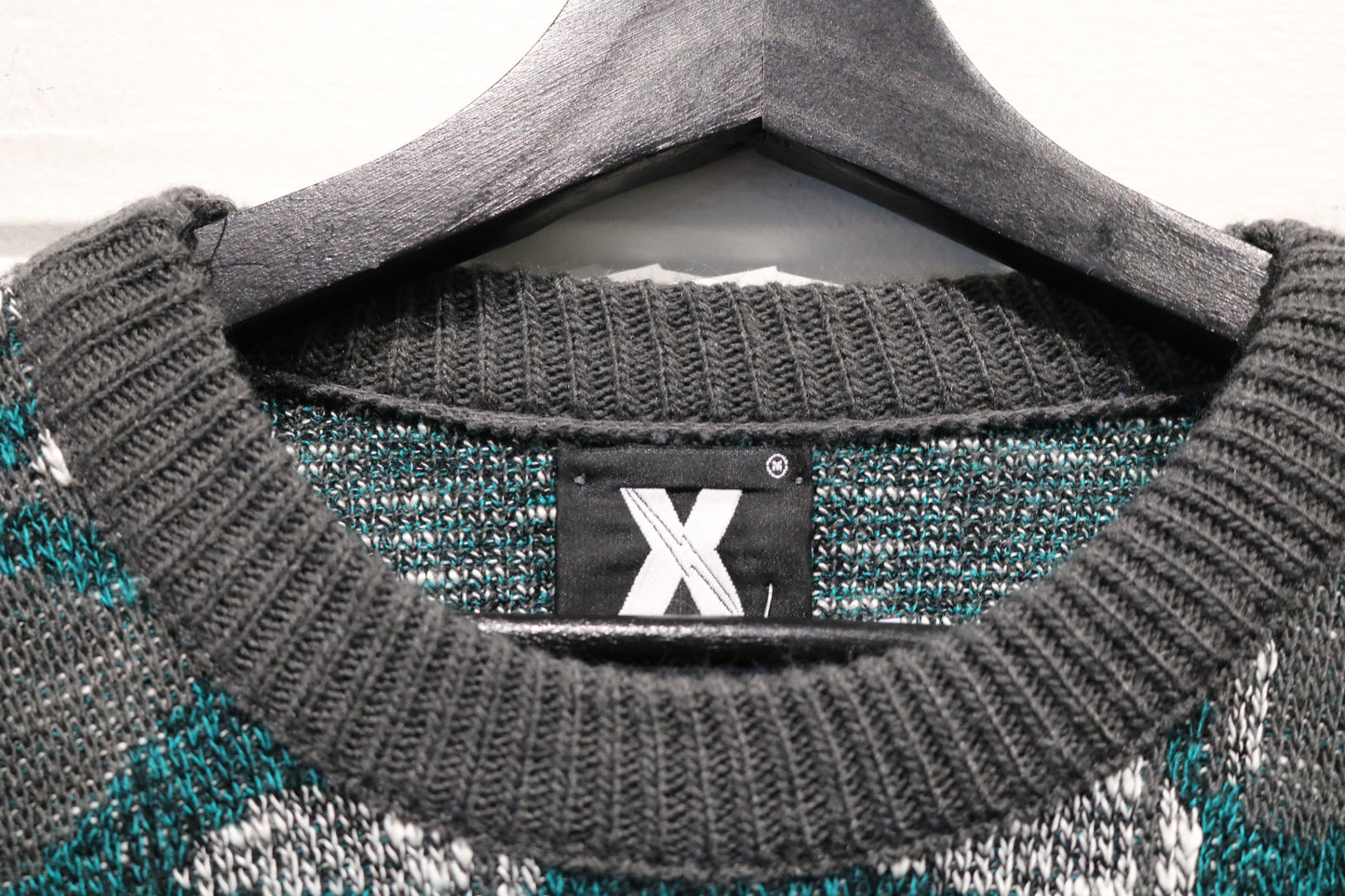 X-Statix Sweater | Vintage 90s Abstract Pattern Knit Pullover | Graphic Statement Crewneck