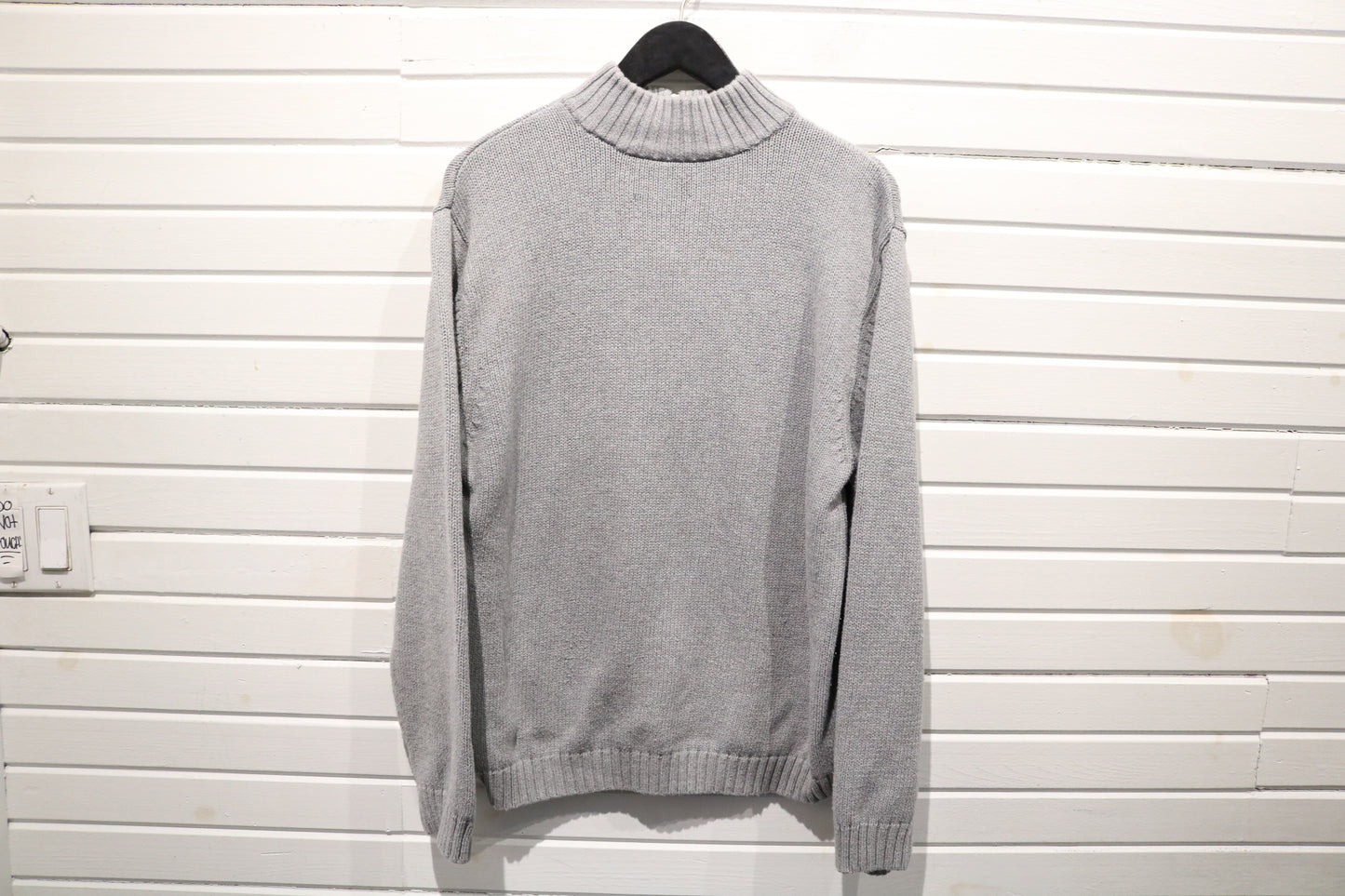 Chaps Knit Zip Sweater | Vintage 90s Ribbed Mockneck Pullover | Classic Gray Knitwear
