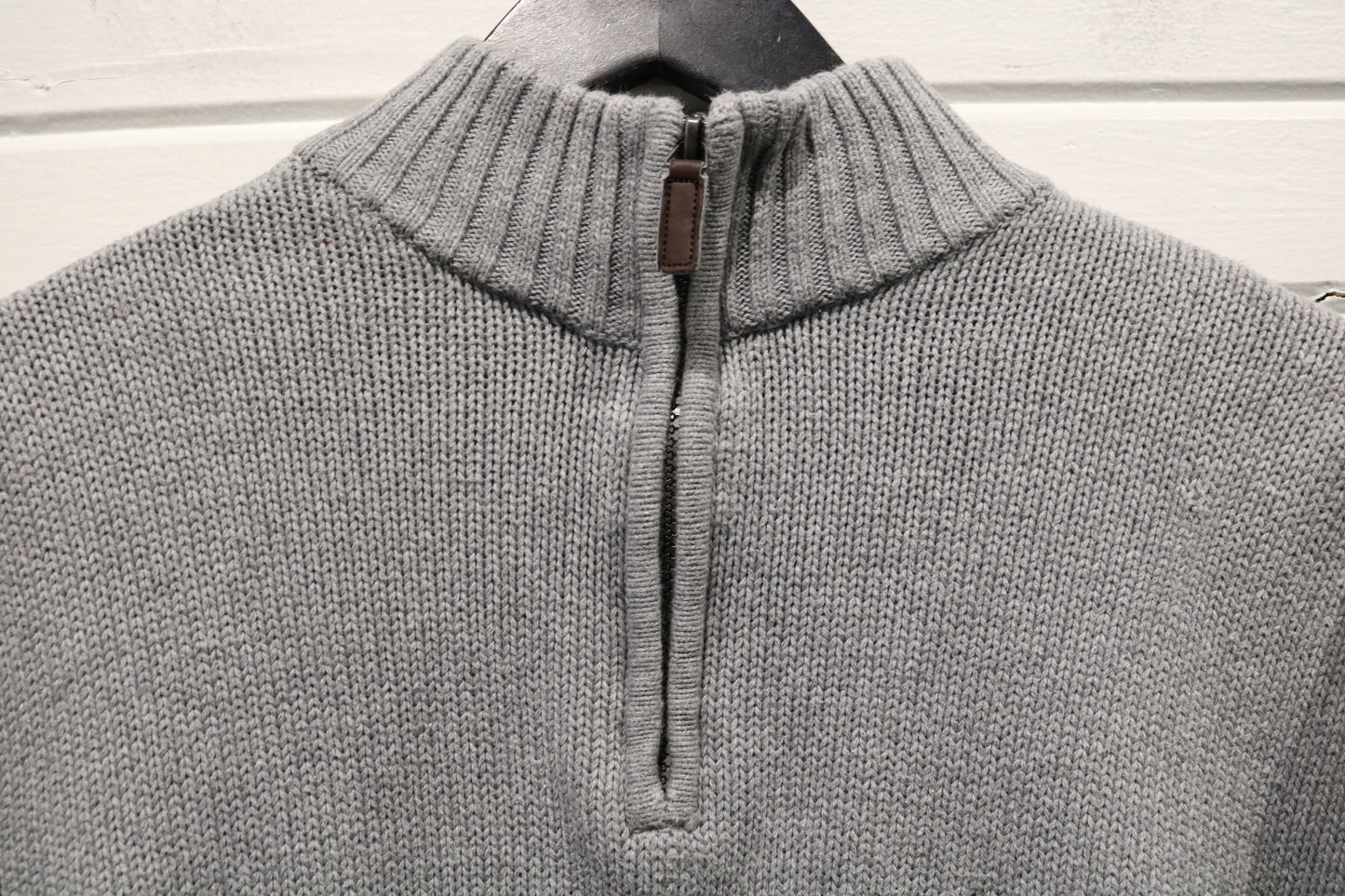 Chaps Knit Zip Sweater | Vintage 90s Ribbed Mockneck Pullover | Classic Gray Knitwear