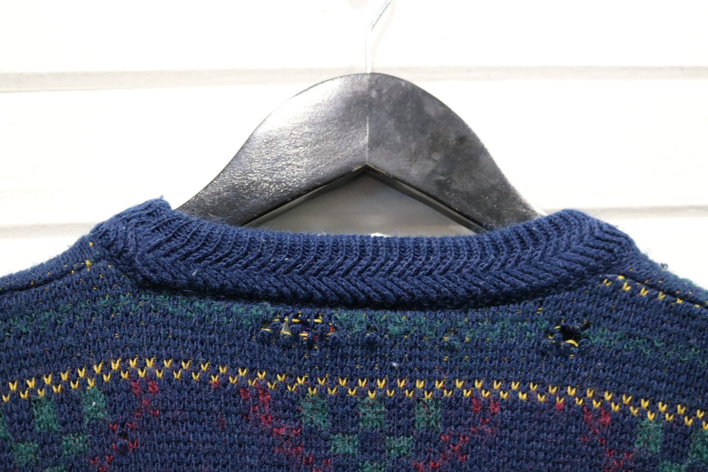 Club-Member Sweater | Vintage 1980s Geometric Pattern Knit Pullover | Classic Cozy Layer