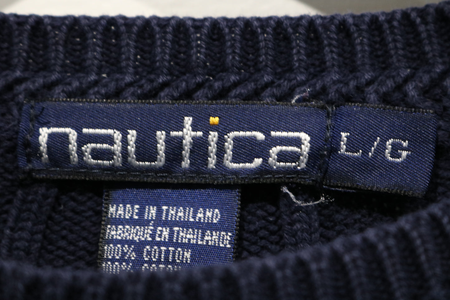 Nautica Sweater | Vintage Cable Knit Pullover | Classic Navy Crewneck Knitwear | Large Size