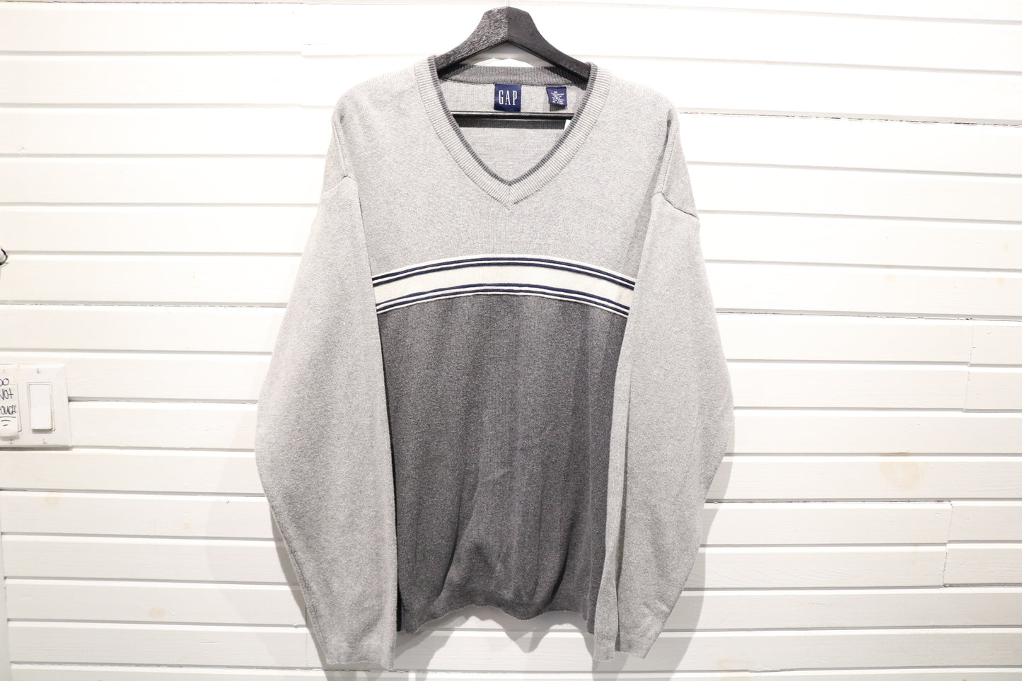 Gap Sweater | Vintage 90s Striped V-Neck Pullover | Classic Retro Knitwear