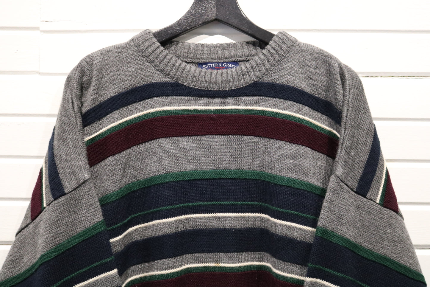 Sutter-Grant Striped Sweater | Vintage 90s Knit Pullover | Classic Crewneck Knitwear