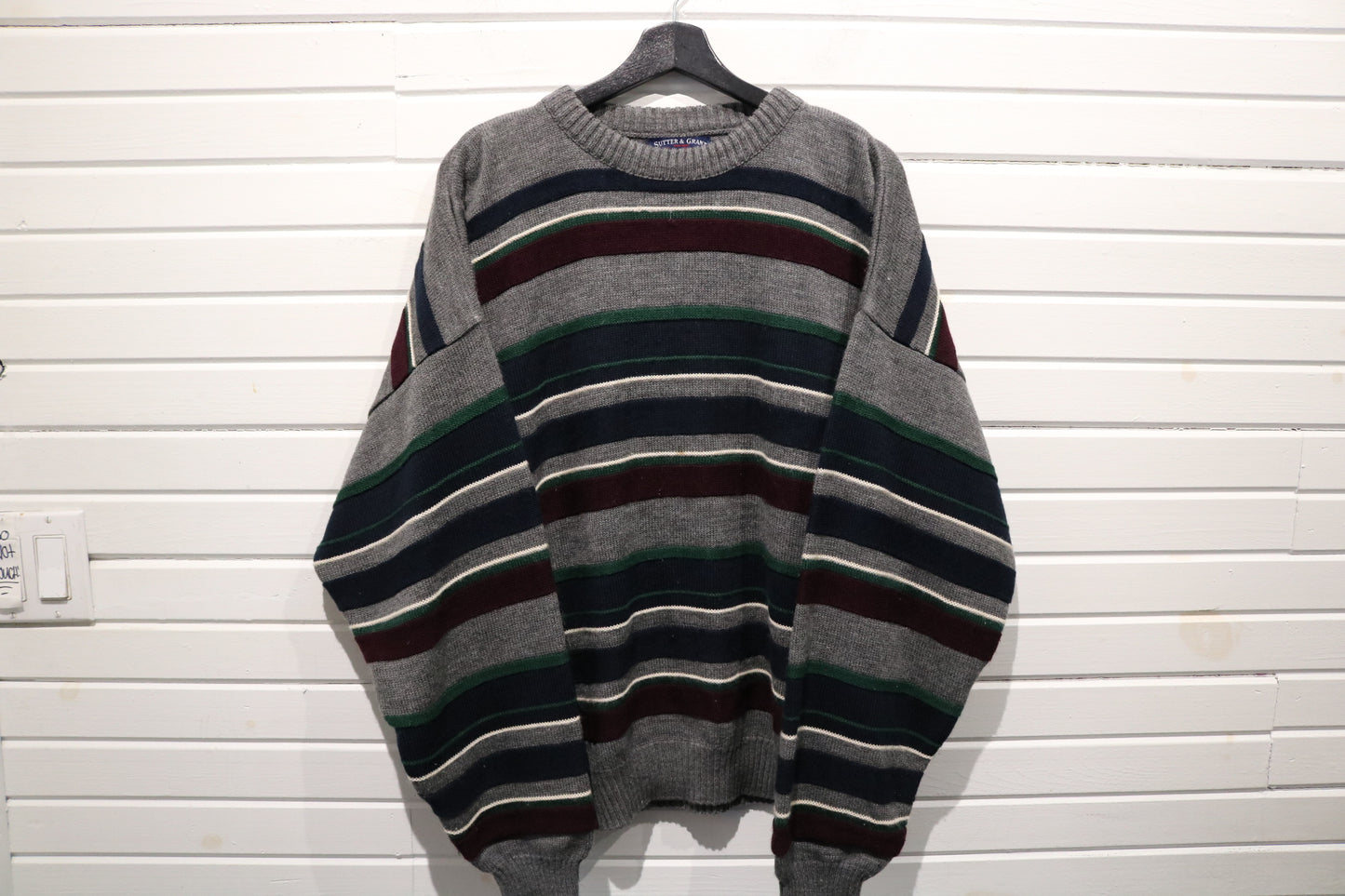 Sutter-Grant Striped Sweater | Vintage 90s Knit Pullover | Classic Crewneck Knitwear