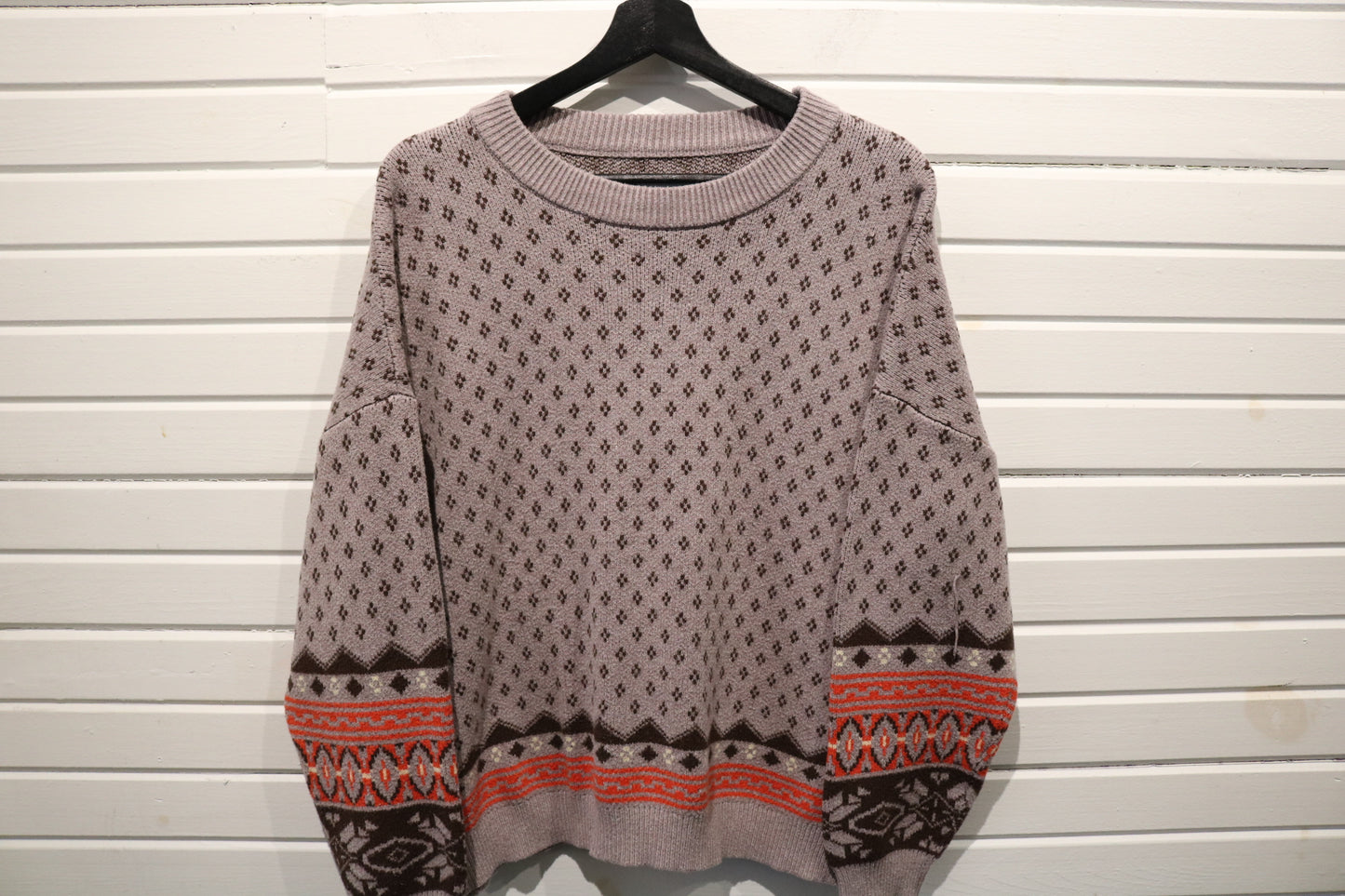 Vintage Patterned Crewneck Sweater | 90s Knit Pullover With Geometric Design | Retro Statement Knitwear